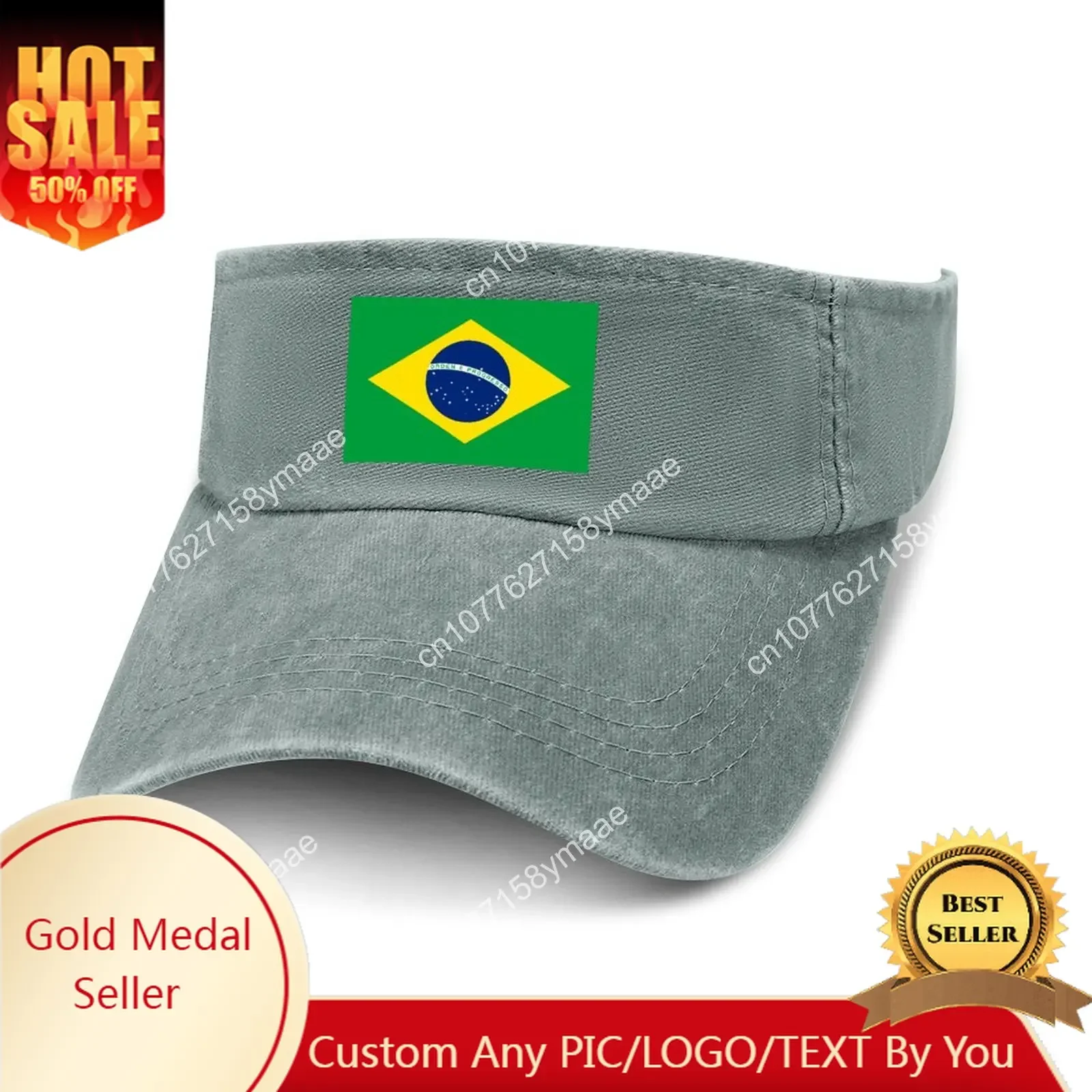 

Brazil Flag Sun Visor Leaky Top Cowboy Hats Mens Womens Customize DIY Cap Sports Baseball Tennis Golf Caps Empty Open Top Hat