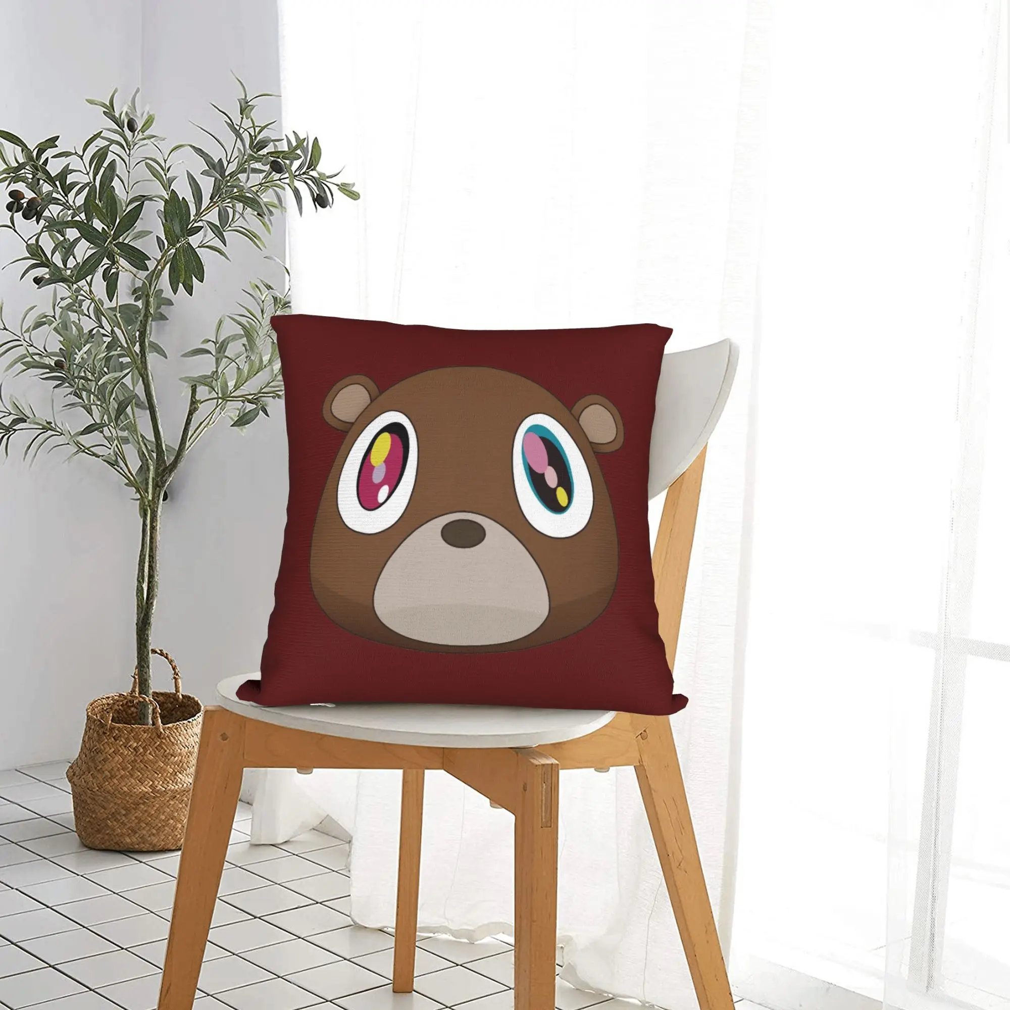 Graduation Bear Rapper Square Pillow Covers Polyester Home Kanye West Music Cushion Case Cool Home Decoration Pillowcase 40*40