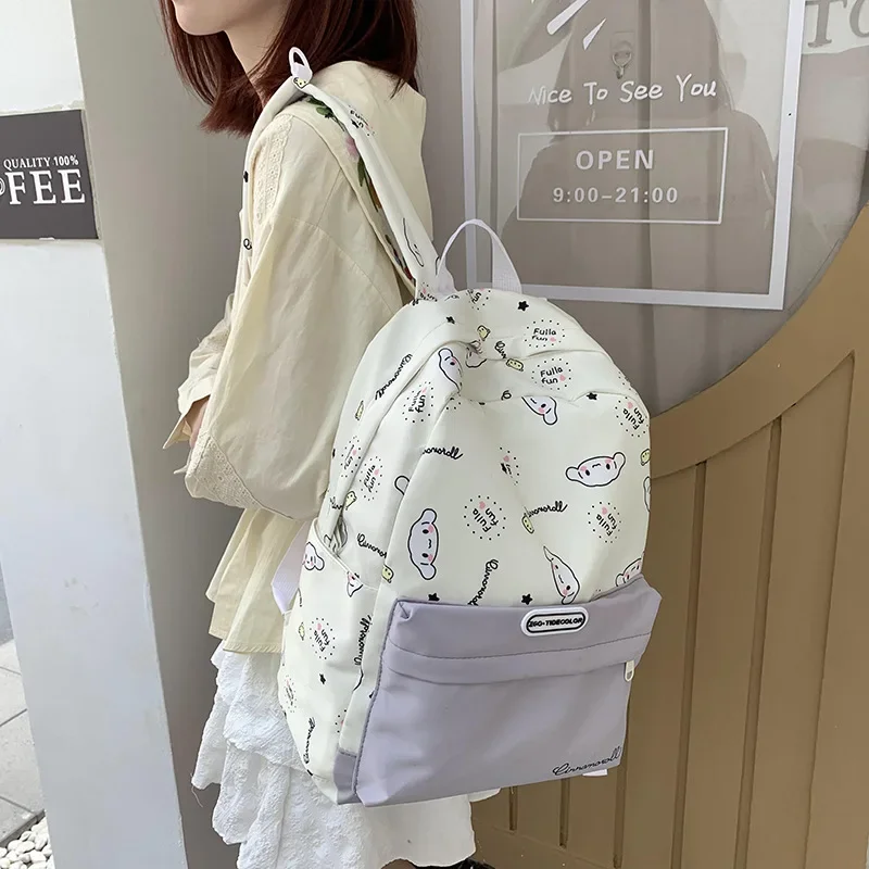 Sanrio tas sekolah siswa Cinnamoroll Babycinnamroll baru tas ransel kartun lucu kapasitas besar bantalan bahu ringan tahan air