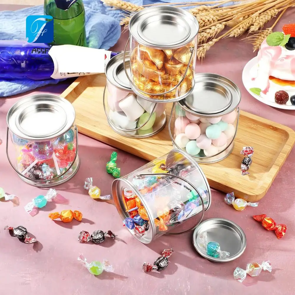 

A55F-Ведро для краски, прозрачное ведро с металлическими крышками и ручкой, декоративное прозрачное пластиковое ведро для хранения, прозрачная банка для краски, 8 шт.