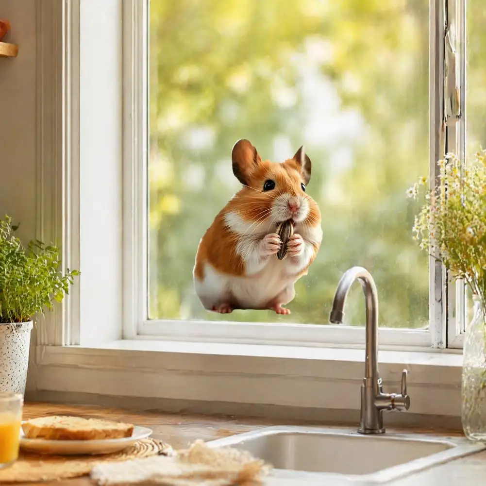 Removable Pvc Window Stickers Realistic Hamster Static Window Sticker Sunflower Daisy Vinyl Decal Removable for Room for Hamster