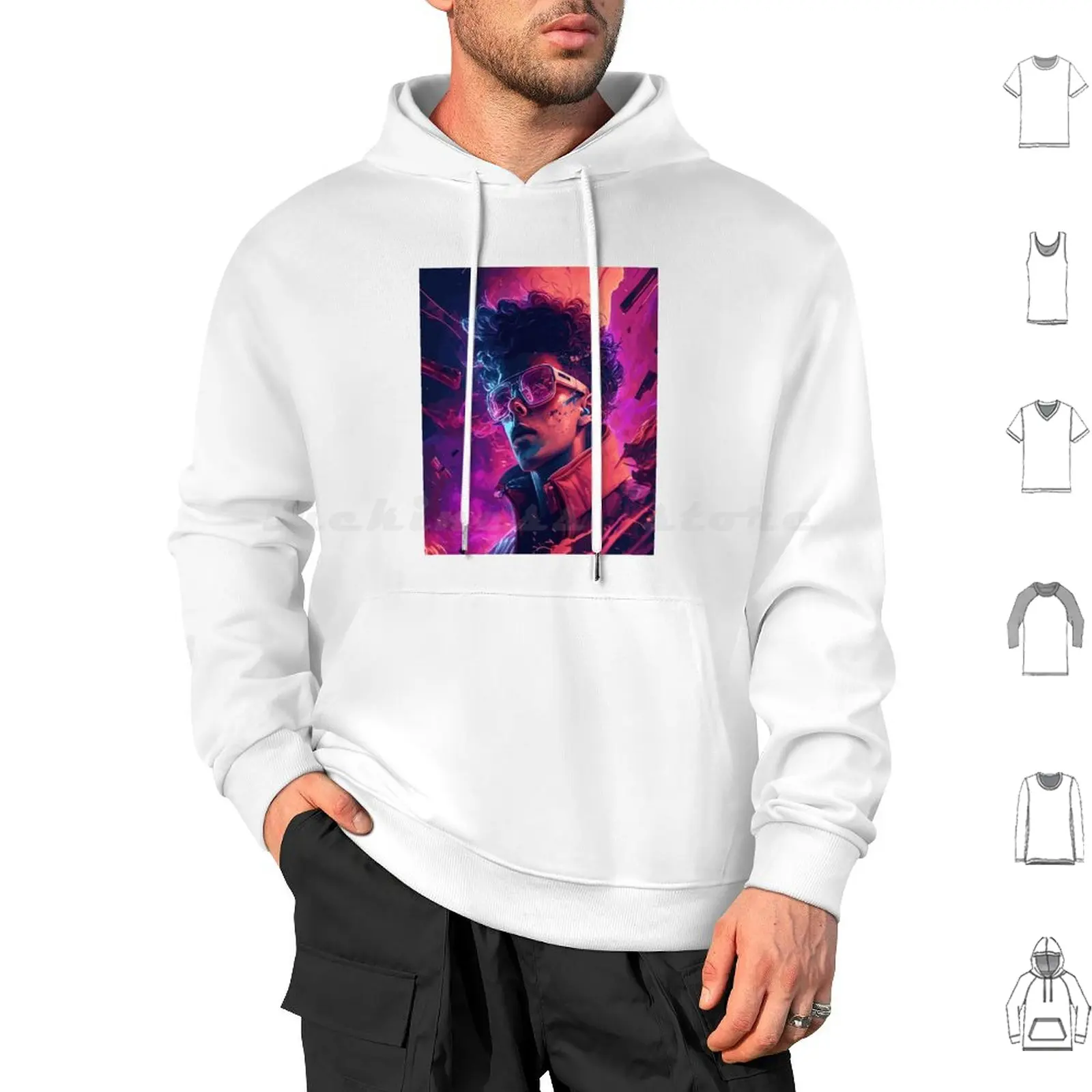 Curly Hair-Masculine Beauty Hoodies Long Sleeve Masculine Beauty Male Attractive Beautiful Cool Men Curly Glasses Male