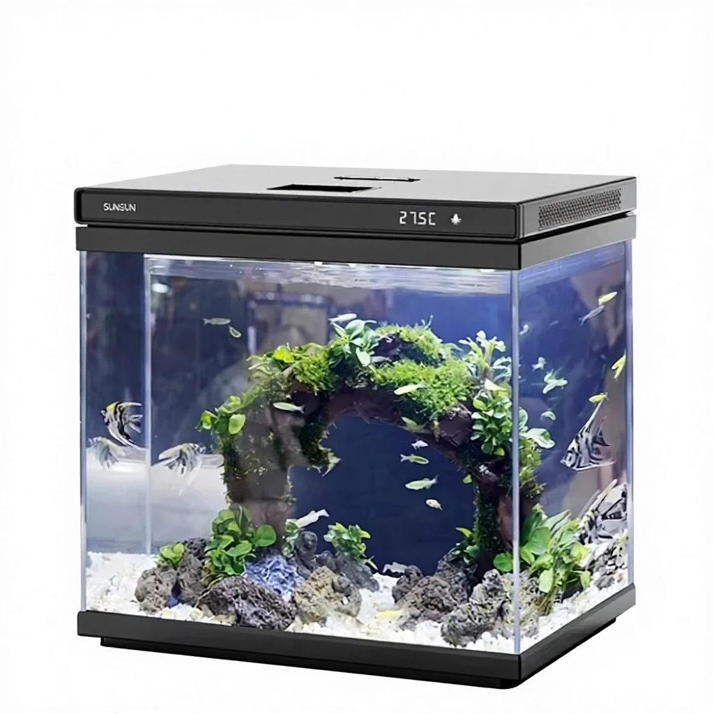 Desktop Fish Tank,DIY Underwater Microcosm, High Light Transmittance & Gradient Ambient Light, Compact & Versatile For Offices