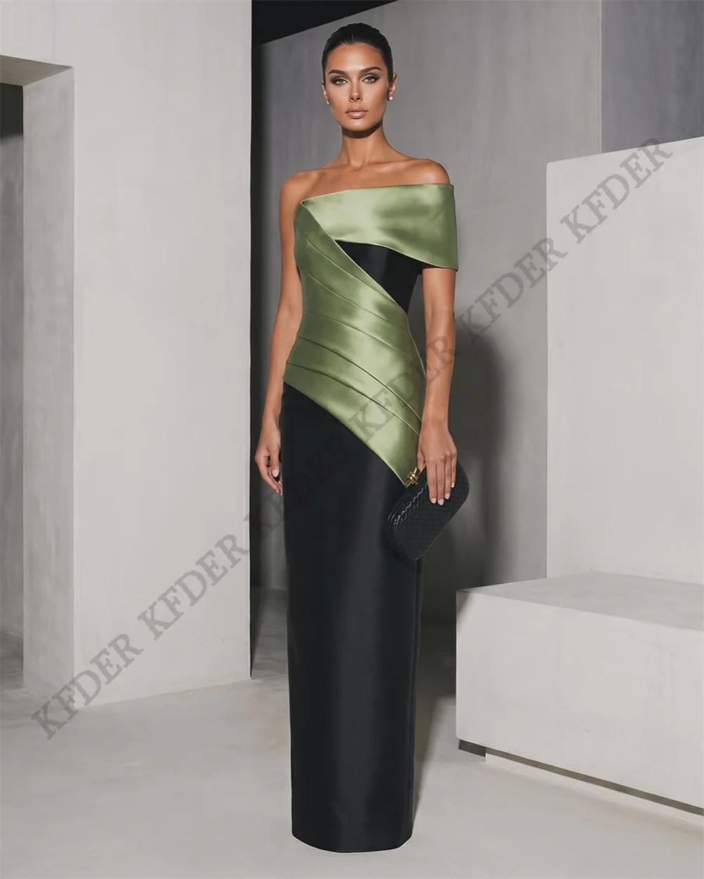 Simple Green Black Prom Dress One Shulder Tiered Beach Elegant Women's Prom Gowns Floor Length Formal Party Dress es