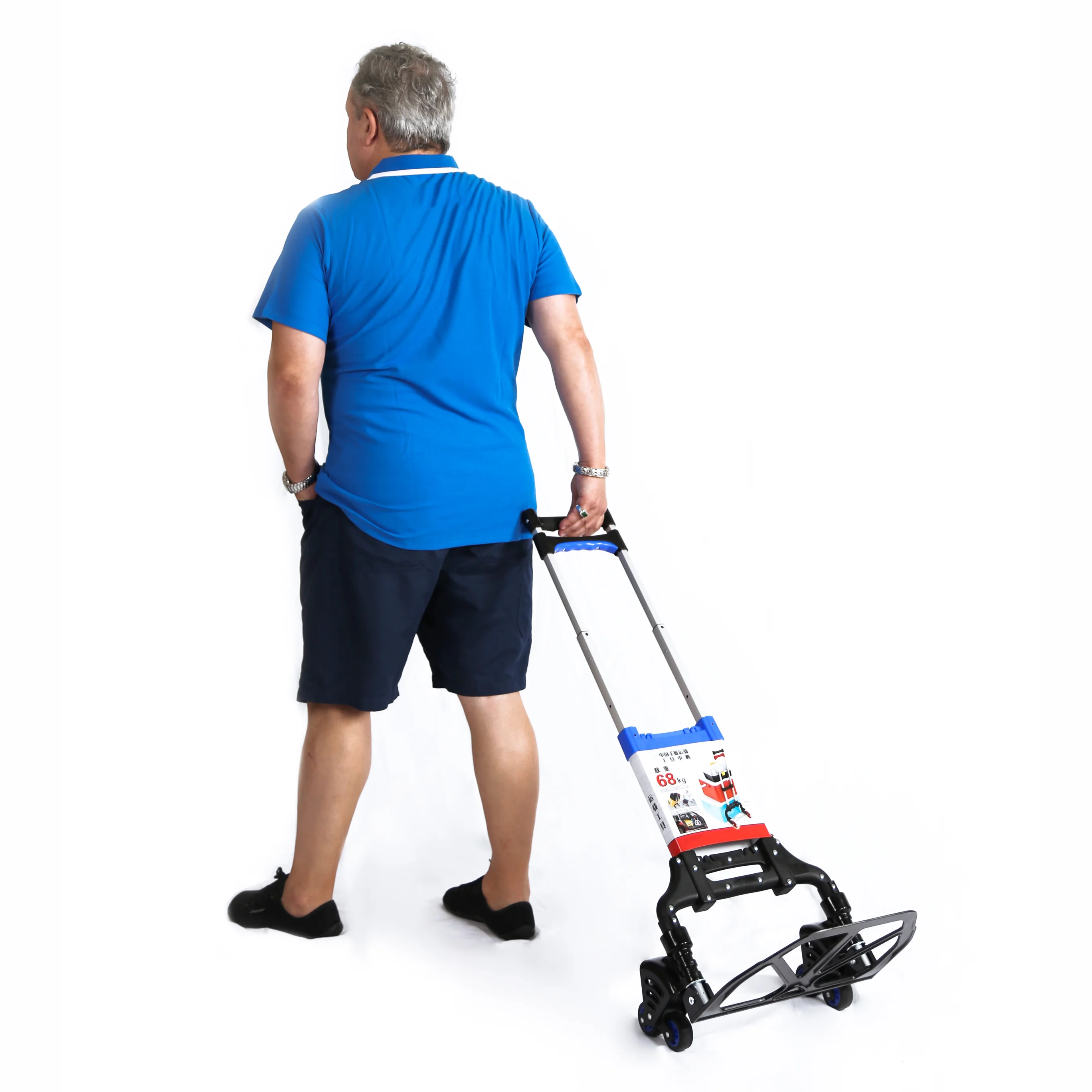 Stair Climbing Dolly Cart 2.3 Inch Rubber Wheels Heavy Duty Manual Aluminum Platform Lifting 60kg Tools