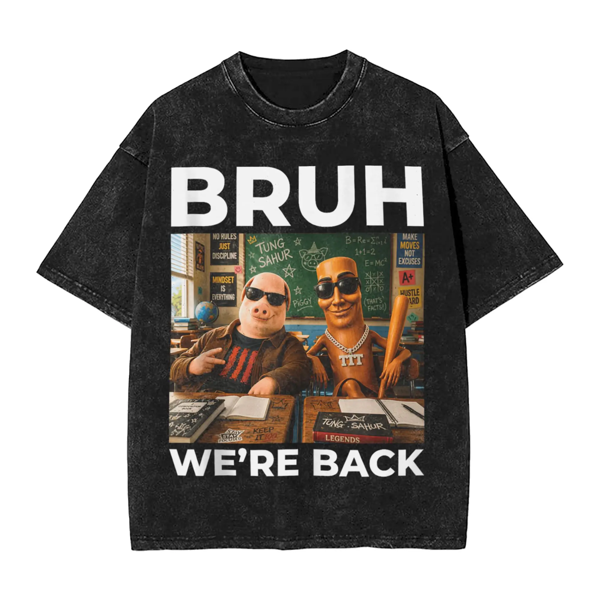 Brainrot Class Room Triple T Sahur John Pork School Meme AI T Shirt Loose T Shirts Vintage Tshirt Summer Casual Oversize Clothes