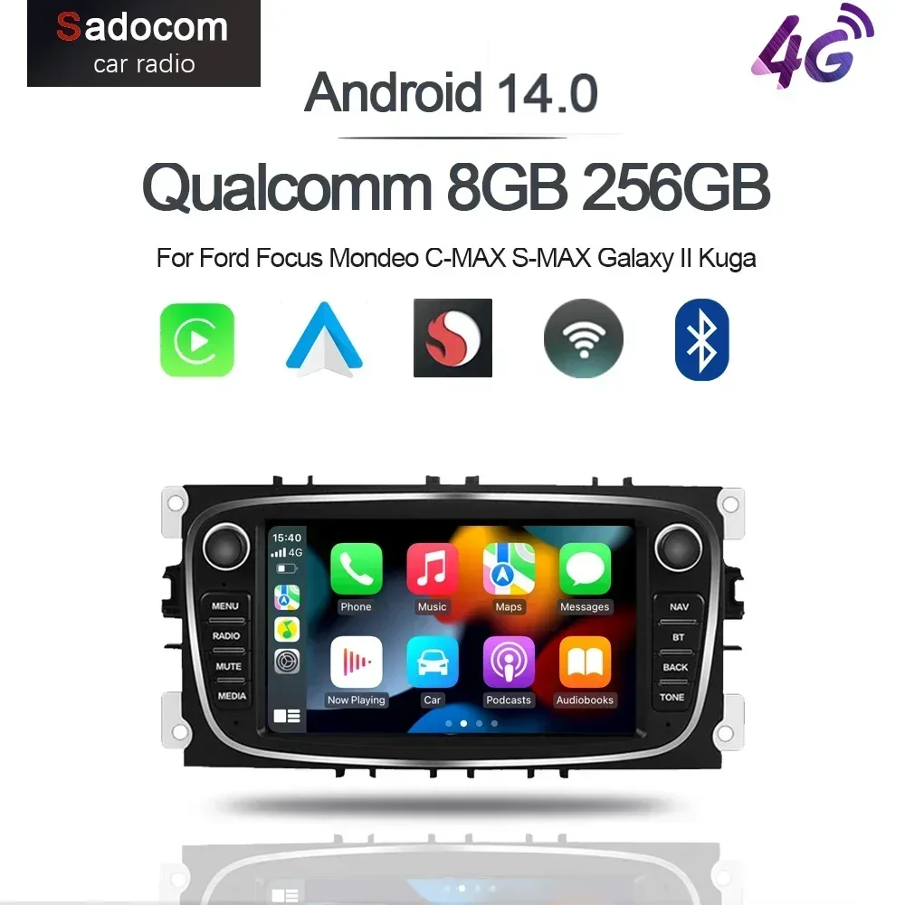 Carplay DSP Car DVD Player LTE IPS Android 13 8G+128G 8Core Multimedia GPS Map Multimedia Wifi For Ford Focus Mondeo C-MAX S-MAX