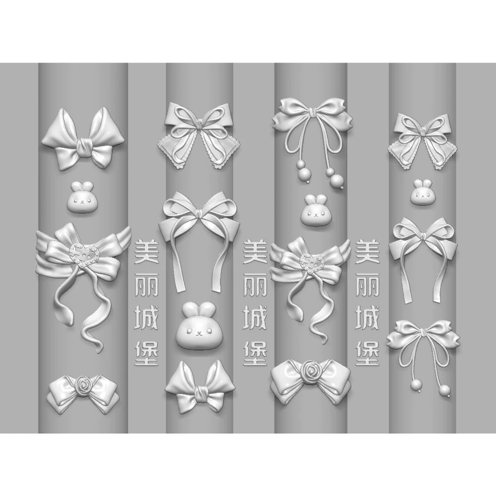 

1Pc Lovely Cartoon Rabbit Bowknot 3D Acrylic Mold Nail Art Decorations Kawaii Diy Design Silicone Nail Art Carving Mold Gift