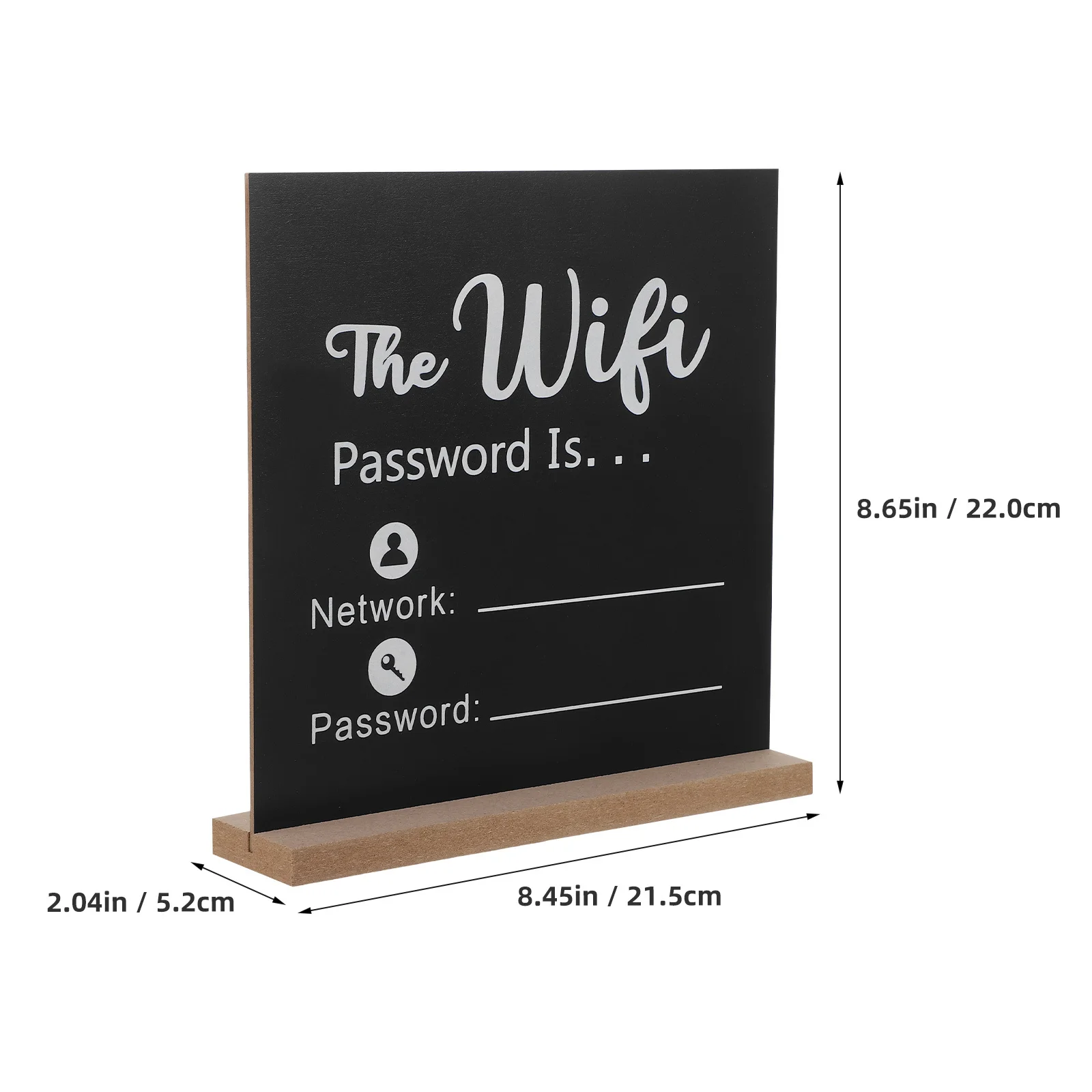 Wireless Network Signage Black Desktop Wifi Password Board With Base For Office Hotel Conference Room Vertical Tabletop