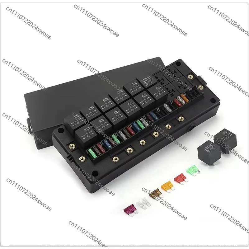 Universal RB-R16F24-RF Automotive 24-Way 12V 5-Pin Fuse and Relay Box Kit with 16 Relays and 24 Automotive Marine Fuses