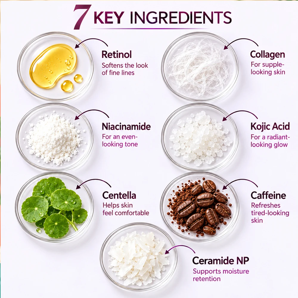 JUINHOU Retinol Niacinamide Face Serum Centella & Collagen Hydrating Serum Refine Pores Even Skin Tone Daily Facial Skin Care