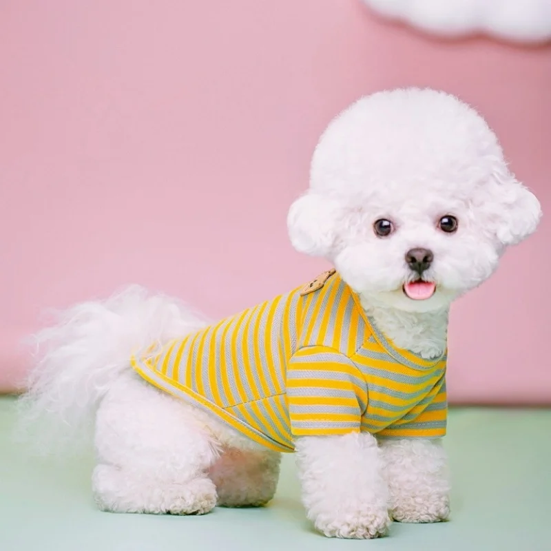 Fashion Dog Striped Shirt Summer Breathable Dog Sweatshirt Cute Puppy Clothing Pet Cat Shirt Chihuahua Dog Clothes Pet Costumes