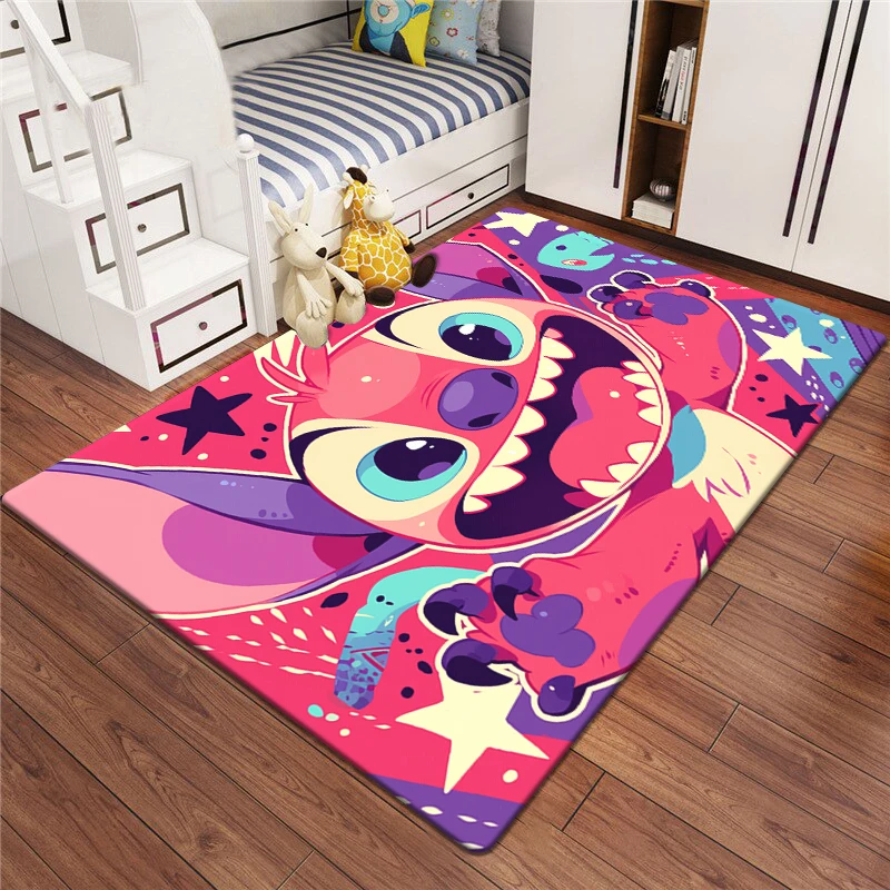 MINISO Stitch Cute Colourful Cartoon HD Print Carpet Living Room Home Decor,Sofa,Beb,Table,Rug,Non-slip,Chair,Mat,Picnic,Camp