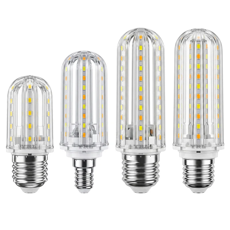 1pc 110v 220v E14 E27 5U LED Corn Bulb Lamp Light 3000k 4000k 6000k CCT Two Three Color Pendant Chandelier Ceiling Crystal Light