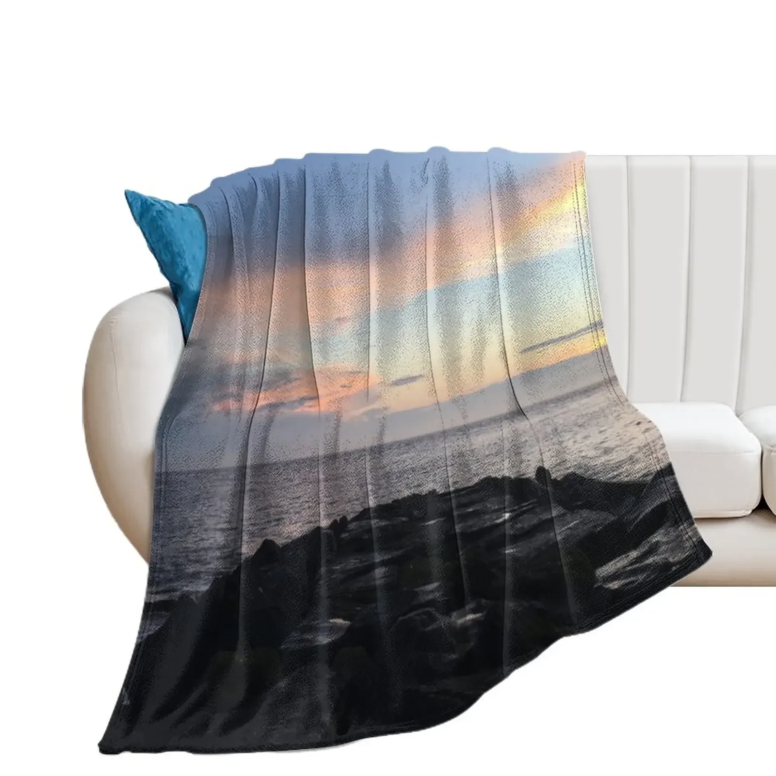 Sunset over the jetties in Cape May, NJ Throw Blanket Softest for sofa Blankets