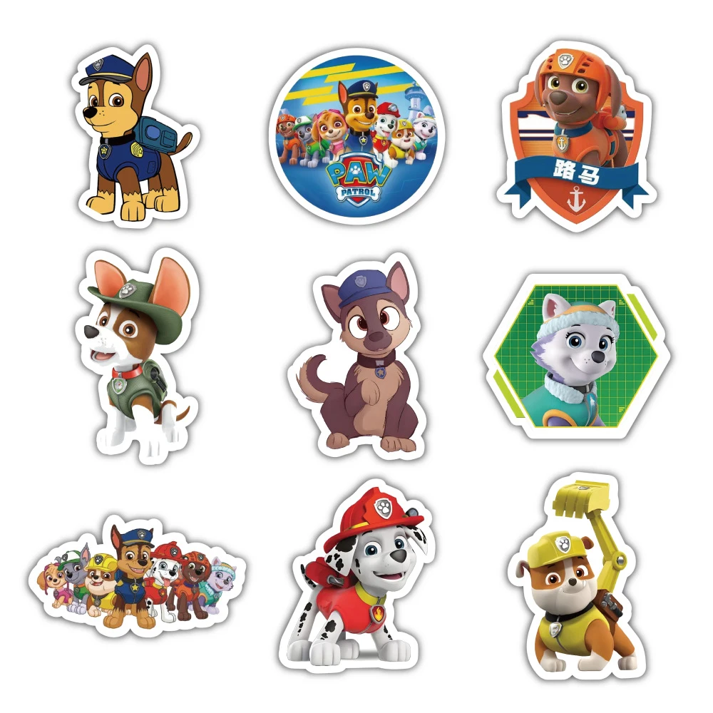 Cool Cute Anime Paw Patrol Adesivos, Decalques dos desenhos animados, DIY Scrapbook, Laptop, Phone Case, Decoração Adesivo para Brinquedos Infantis, 10 Pcs, 30 Pcs, 60Pcs