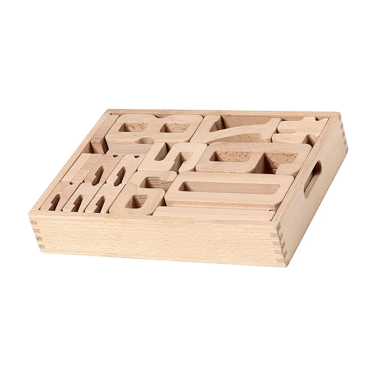 

Wooden Building Blocks Montessori Toys Motor Skills Math Learn with Storage Tray Stacking Blocks for Ages 2-8 Kids Children