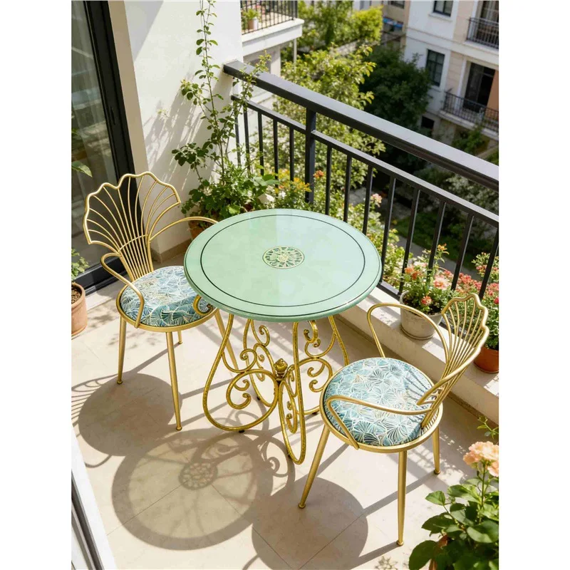 French retro solid wood round dining table table and chair combination small apartment home milk tea shop negotiation table fold