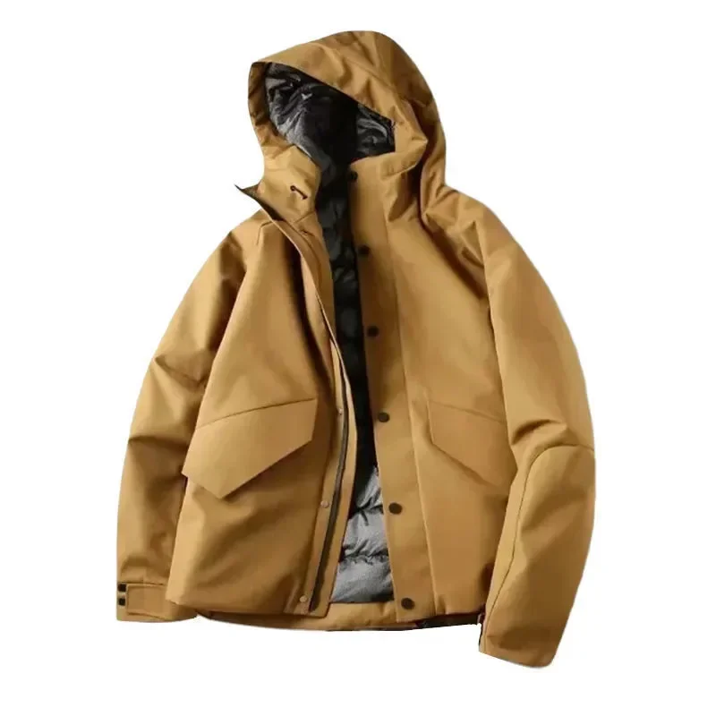 Waterproof Men Hooded Down Jacket Winter Outdoors Cold-proof Wind-resistant Warm Lightweight Coat Casual Loose Puffer Jacket