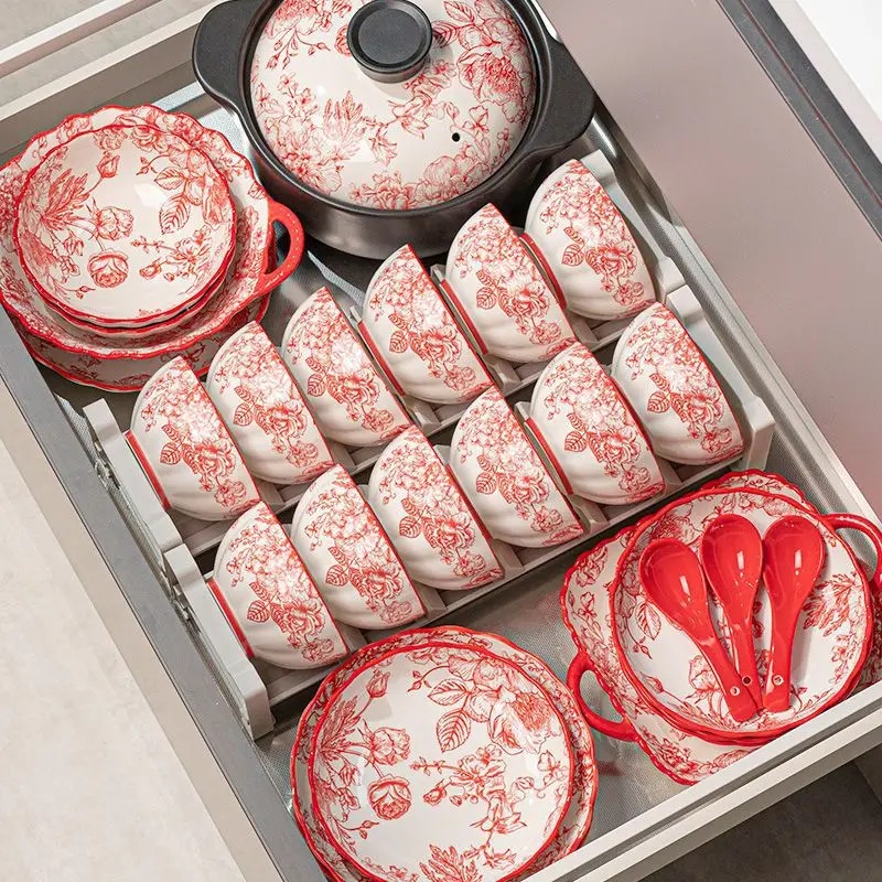 Dinner set, household new wedding tableware, engagement, giving newlyweds dowry dishes and chopsticks, wedding gifts