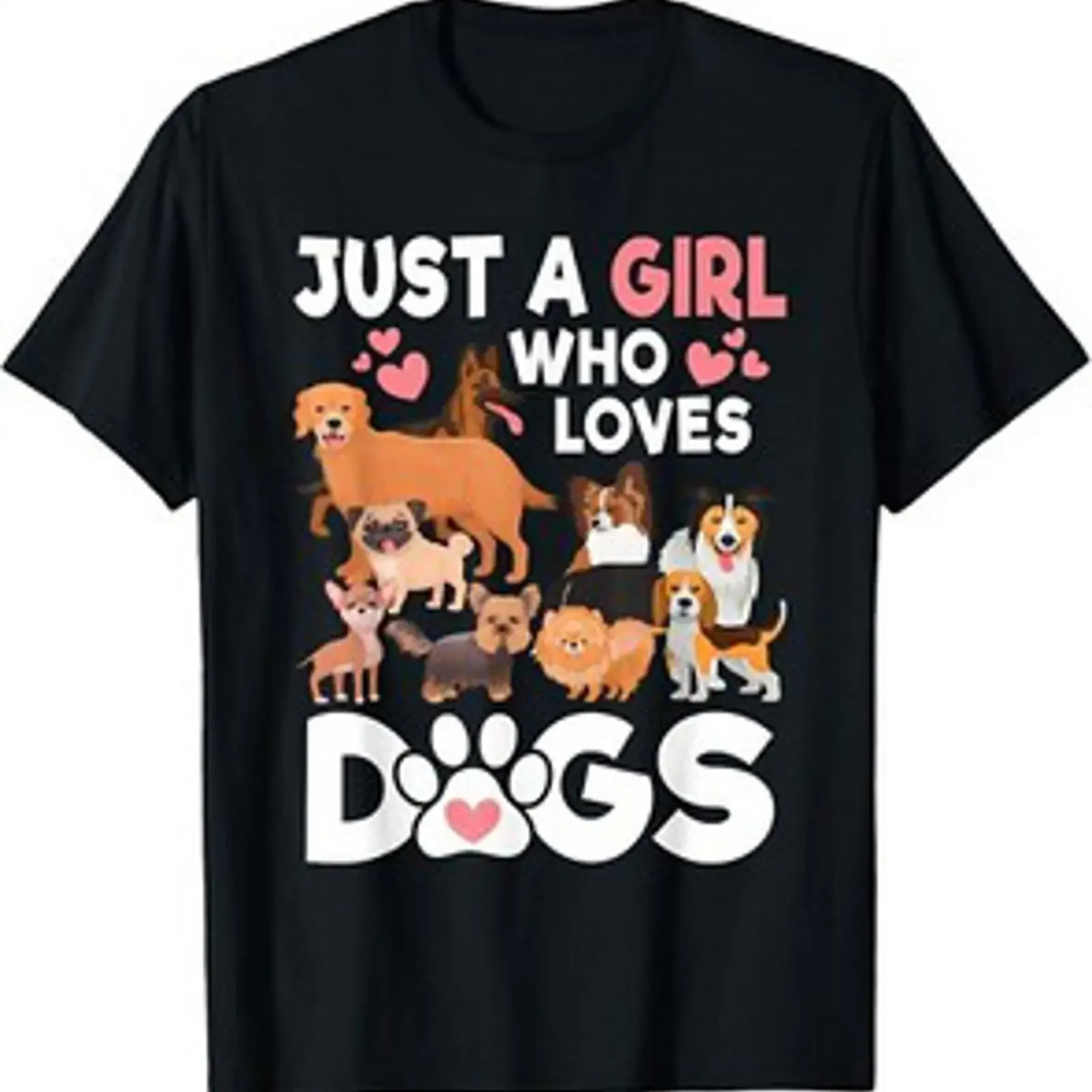 Camiseta unisex Just A Girl Who Loves Dogs Linda amante de los perros vintage Lavada Casual Suave Elástica