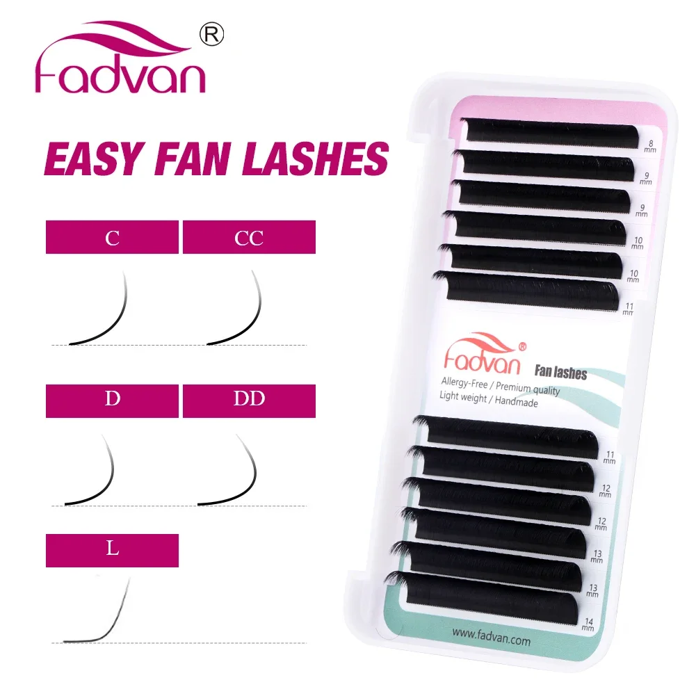 

FADVAN Easy Fanning False Eyelash Extensions Soft Black Volume Lashes Flare Auto Fan Eyelashes Makeup Natural Cilia Silk Lash