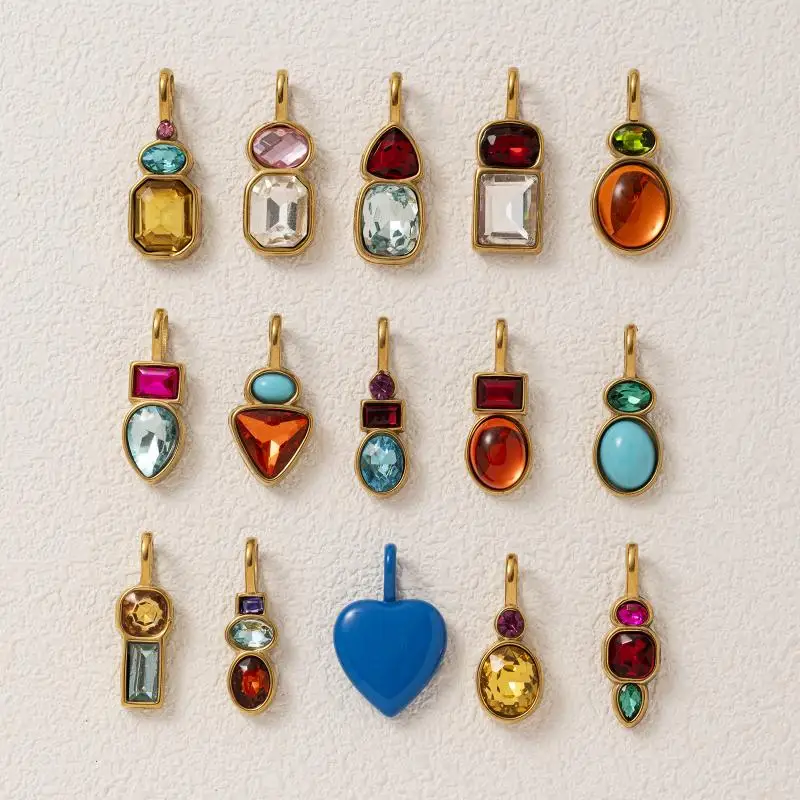 316 Stainless Steel Waterproof Color Preserving Personalized Zircon DIY Pendant Charms Jewelry Making
