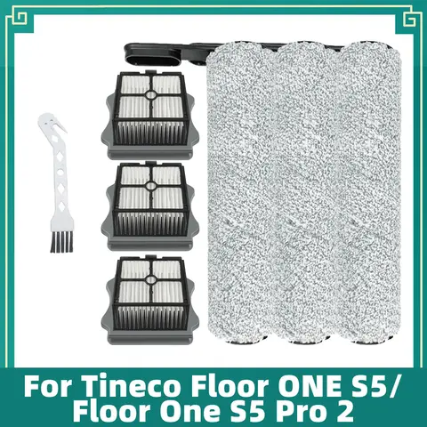 เข้ากันได้กับ Tineco Floor ONE S5 / Floor ONE S5 Pro 2 เครื่องดูดฝุ่นไร้สาย ชุดอะไหล่ แปรงหลัก แผ่นกรอง HEPA