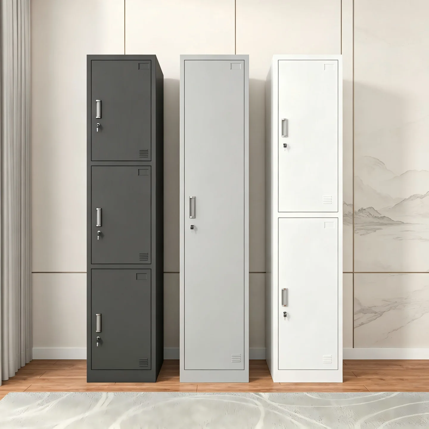 Single-door changing cabinet for office staff dormitory, metal cabinet, balcony moisture-proof storage cabinet, gym bathroom