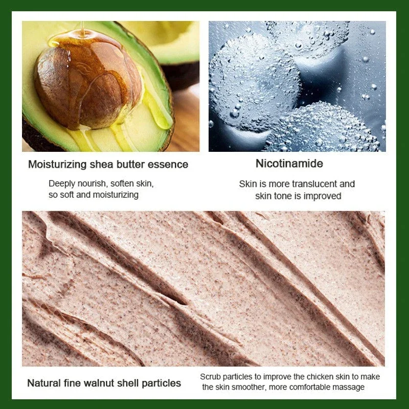 250g Shea Butter Exfoliating Scrub Deep Cleansing Pore Reduce Acne Exfoliating Gel Brightening Avocado Body Scrub Bath & Shower