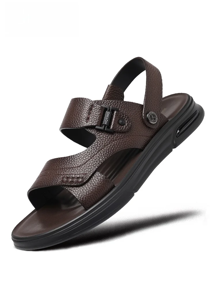 

Красные мужские сандалии Dragoy, лето 20%, нескользящая пляжная удобная повседневная обувь без шнуровки из натуральной яловой кожи