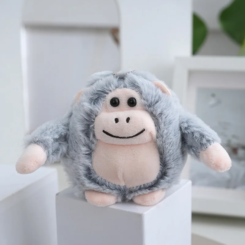 10 cm cartone animato simulato Gorilla peluche ciondolo morbido farcito bambola creativa portachiavi zaino borsa per auto portachiavi decorazione regalo per bambini