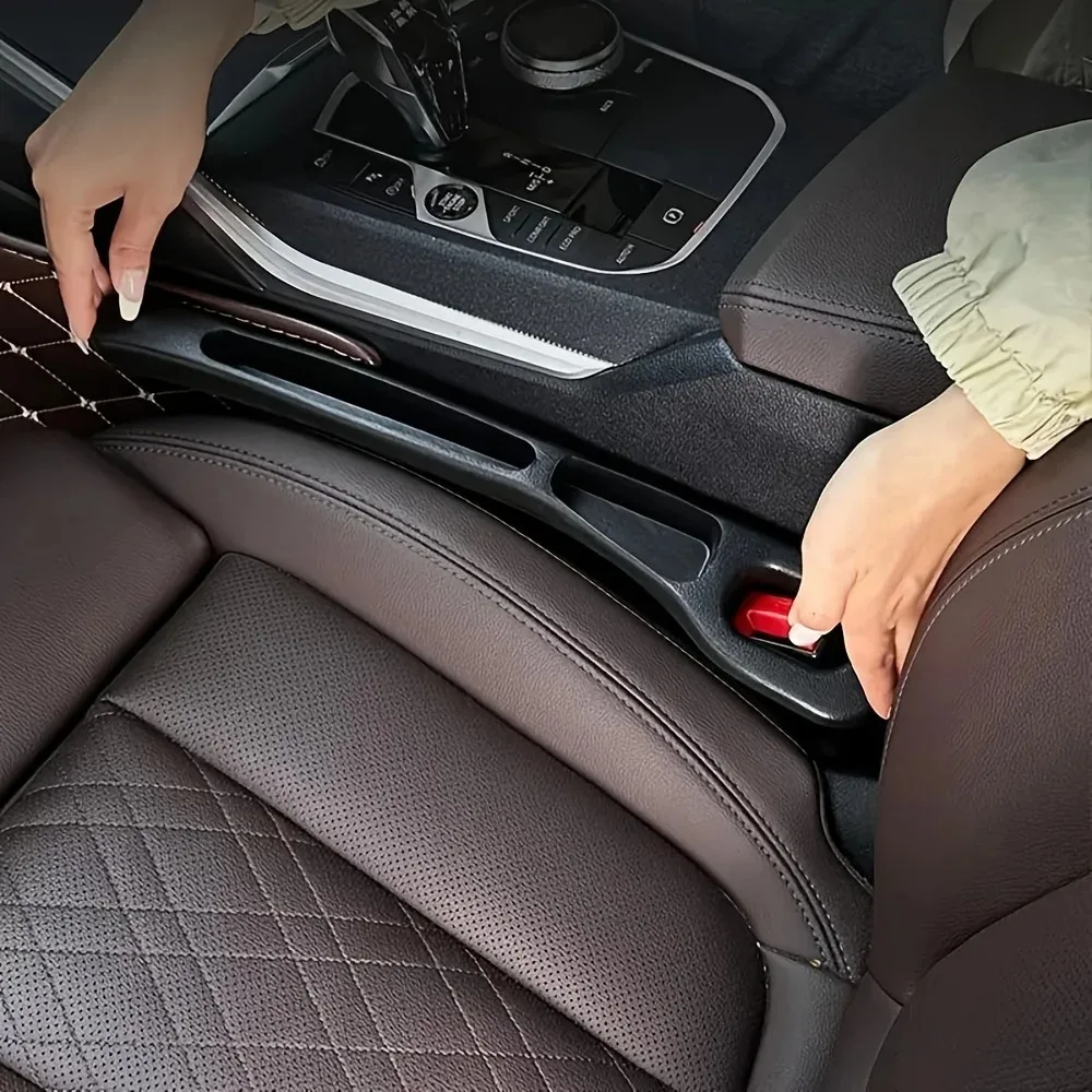 2Pcs Car Seat Gap Filler Organizer, PU Waterproof Seat Gap Plug Strip with 2 Grooves Design, For Auto Interior Gap Storage