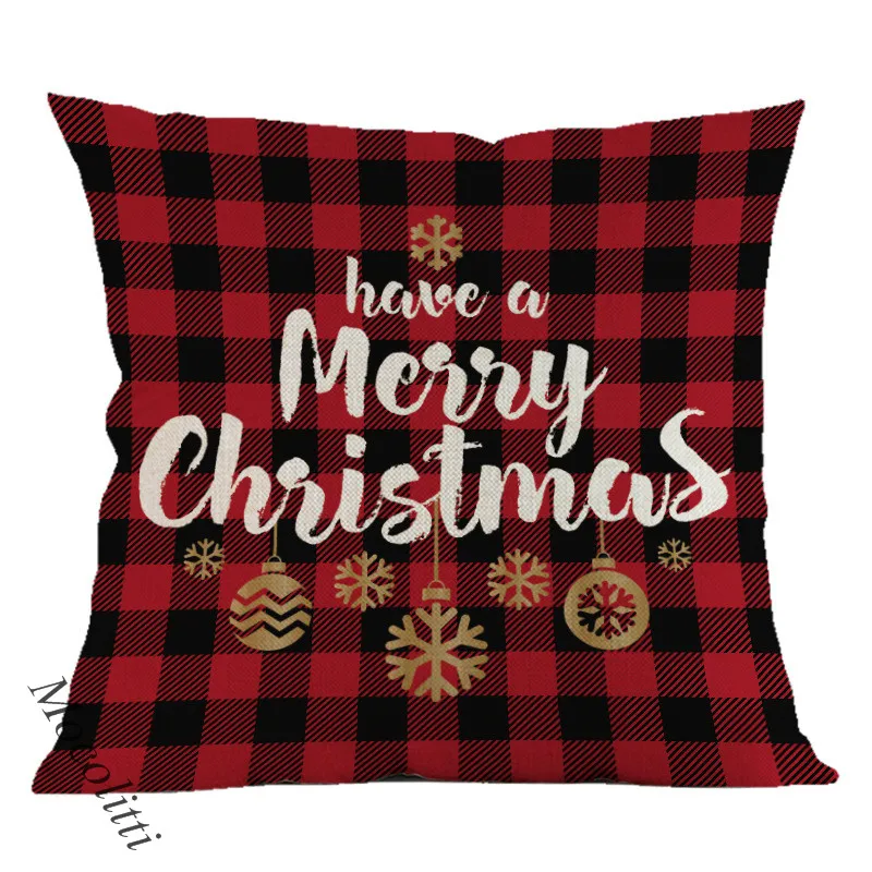 Christmas Home Decoration Cushion Cover Letter Geometric Design Sofa Pillow Case Christmas Coffee Shop Bar Decor Cushions Cover