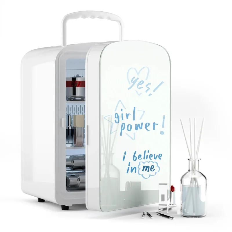 9L Portable Mini Beauty Fridge 12V DC Power Cosmetic Refrigerator, Compact Household Makeup Skincare Storage Cooler