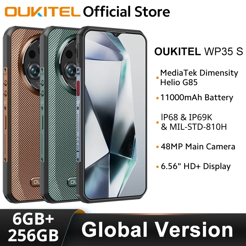 Oukitel WP35 S 견고한 휴대폰, 6GB + 256GB, 11000mAh 휴대폰, 안드로이드 NFC 48MP 후면 카메라, 스마트폰 비즈니스 휴대폰 