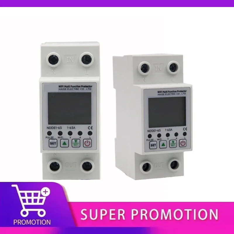 

TOMZN WFI 110V 220V 63A smartlife TUYA Circuit breaker Energy Meter Metering Timer with voltage current and leakage protection