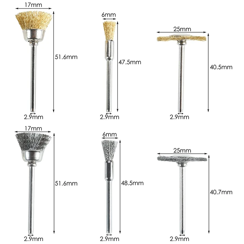 Kit di spazzole per ruote in filo metallico da 72 pezzi Set di spazzole per penne con ruote in filo d'acciaio per strumenti rotanti strumenti puliti per lucidare