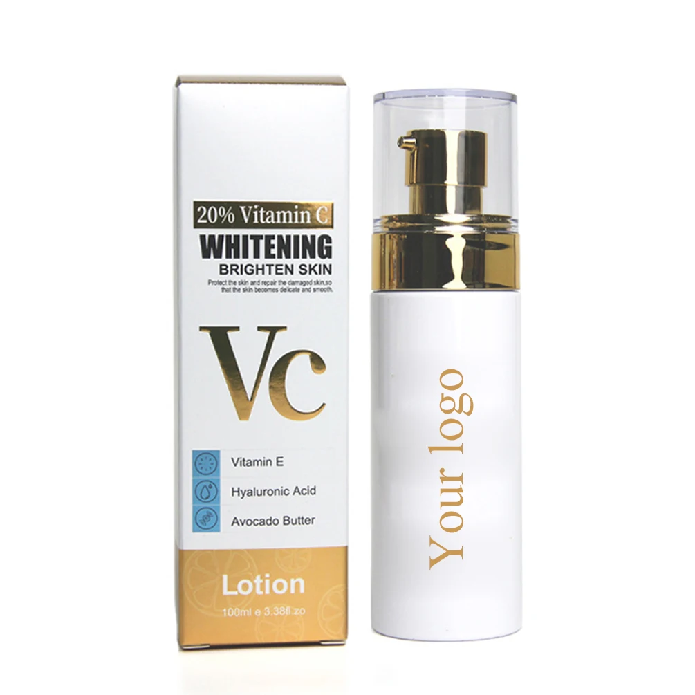 100ml Private Label 20% Vitamin C Lotion Custom Bulk Anti-wrinkle Facial Moisturizing Nourishes Brightens Skin Product Makeup