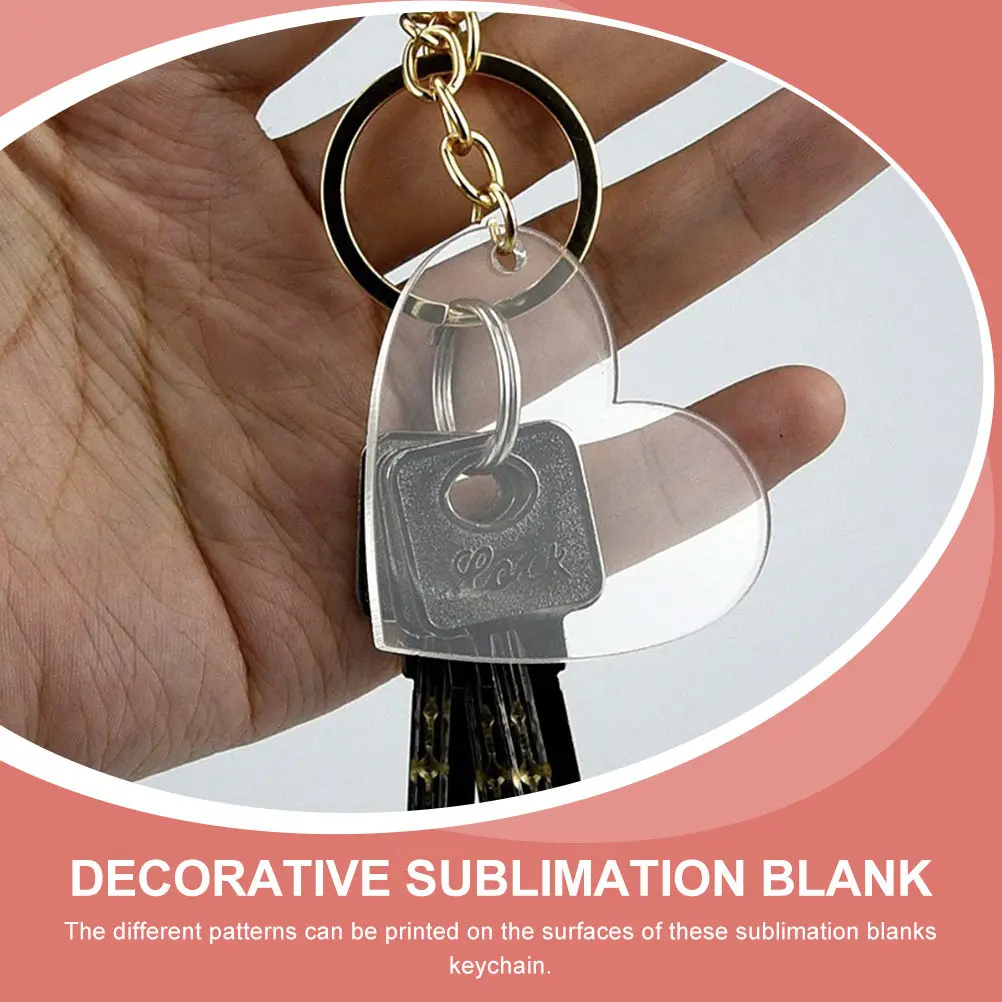 50Pcs Blank Keychains Sublimation Blanks DIY Heart Key Ring Portable Key Accessories Sublimation Craft Supplies DIY Projects