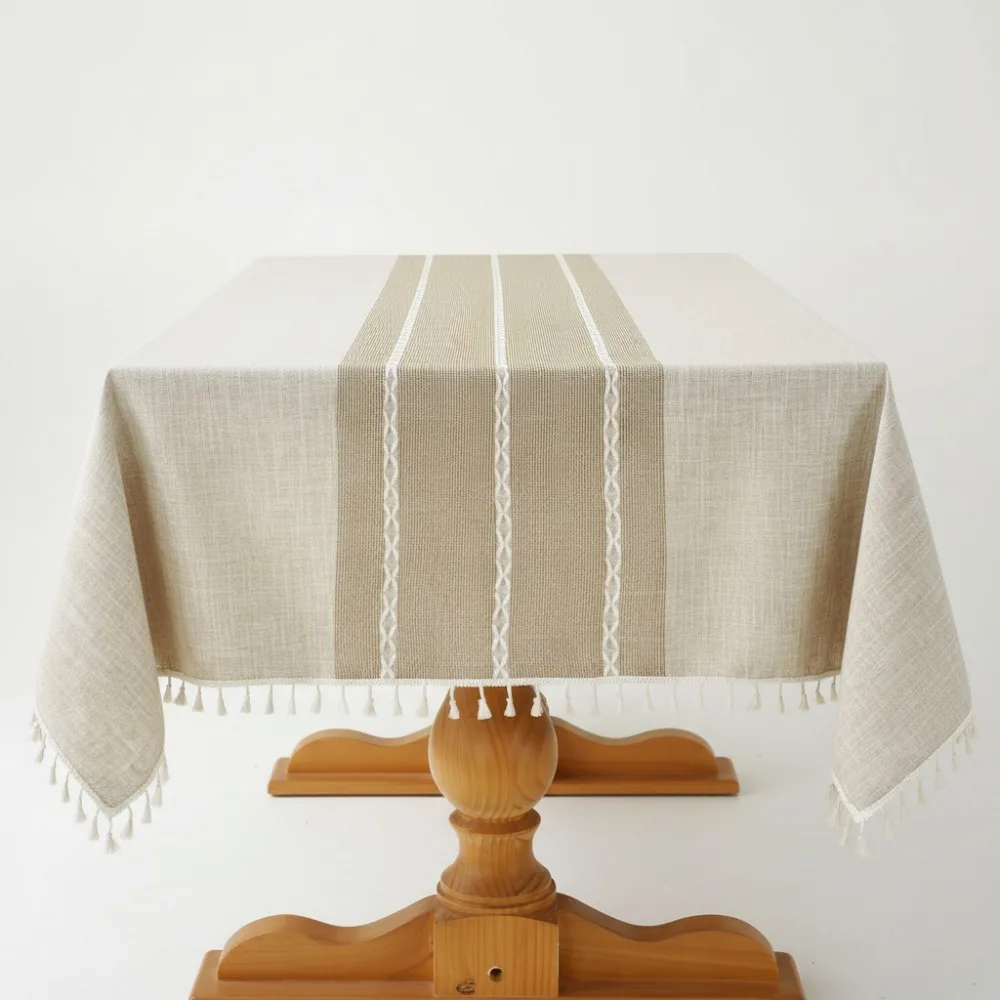 

Rustic Cotton Linen Waterproof Tablecloth Washable Kitchen Dining Party Holiday Rectangle 55x120 10-12 Seats