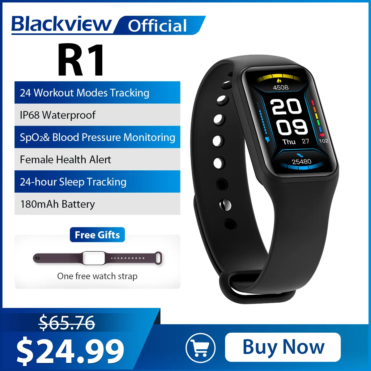 

Blackview R1 Waterproof Smartwatch Men Women Fitness Tracker Heart Rate Blood Pressure Monitor Smart Watch For Android IOS