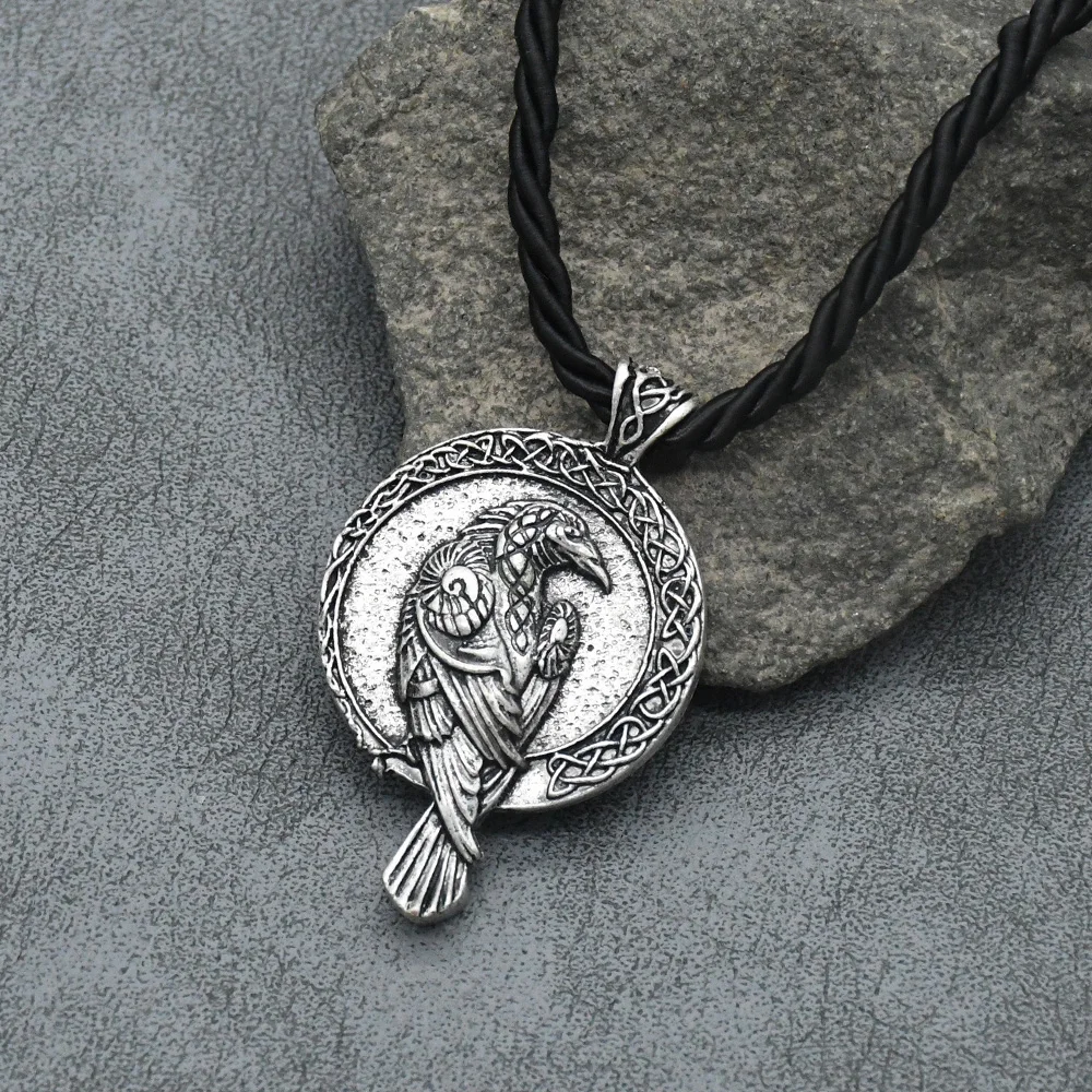 Nordic Mythology Odin Raven Viking Rune Pendant Necklace Vintage Celt Knot Punk Amulet Jewelry Gift