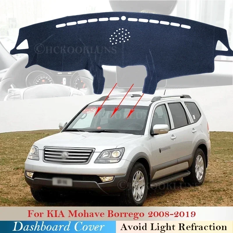 Protetor Solar para Painel Anti-UV 2009 2010 2011 para KIA Mohave Borrego 2008 ~2019 Acessórios para Carro Nova Capa Protetora para Painel