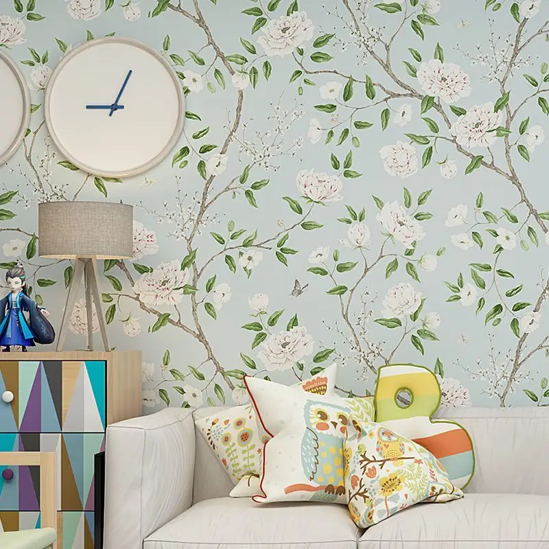 Home Decoration Living Room Bedroom Self Adhesive Thickening Wallpaper Non-woven Fabric Furniture Floral Peel and Stick Stickers