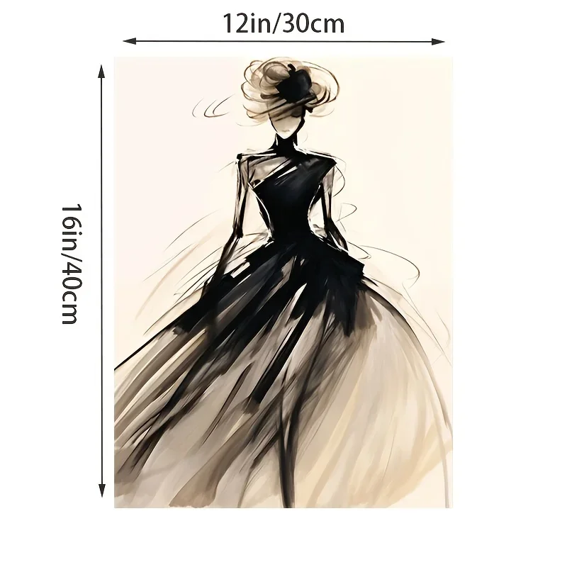 Modern Abstract Female Sketch Canvas Art Print, Frameless 12x16