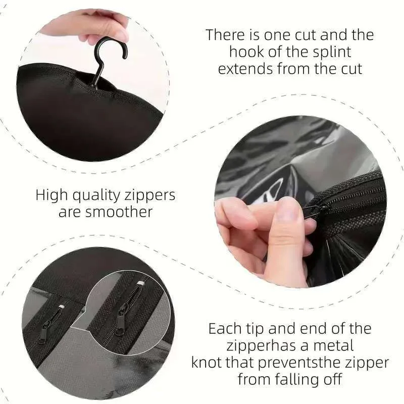 2Set Wig Storage Bag With Hanger Hair Bags With Plastic Hanger For Virgin Hair Black Wig Organizer Hangers For Multiple Wigs New view 4