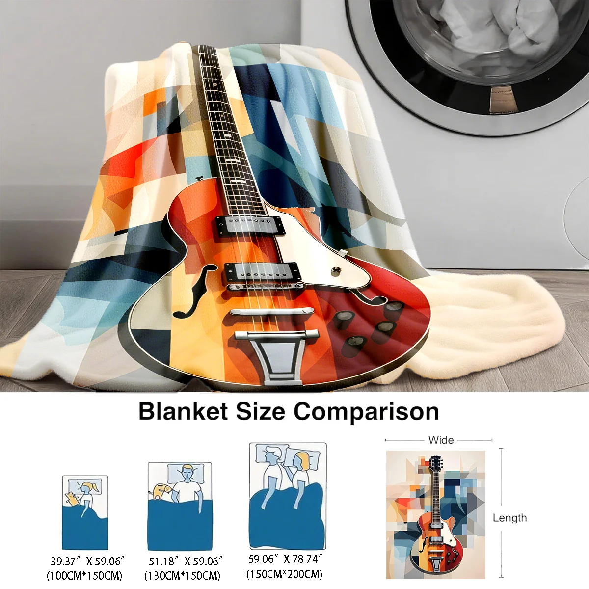 Selimut flanel bermotif gitar  - Home Textiles Trends ulasan dan harga