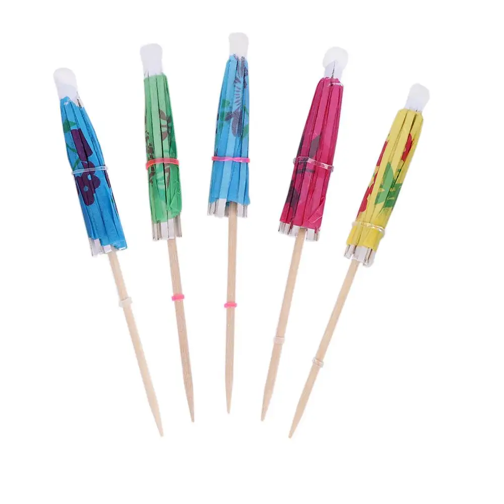 

Holidays Wedding Party Wood Cocktail Picks Parasols Drinks Sticks Paper Umbrellas Toothpick