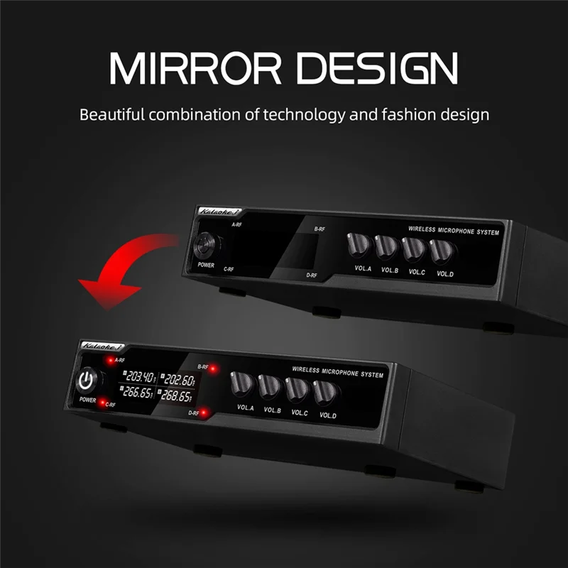 VM304 Audio 4-Channel Wireless Microphone System Handheld Mic 80M Range For Karaoke Speech Singing Portable Set US Plug Durable